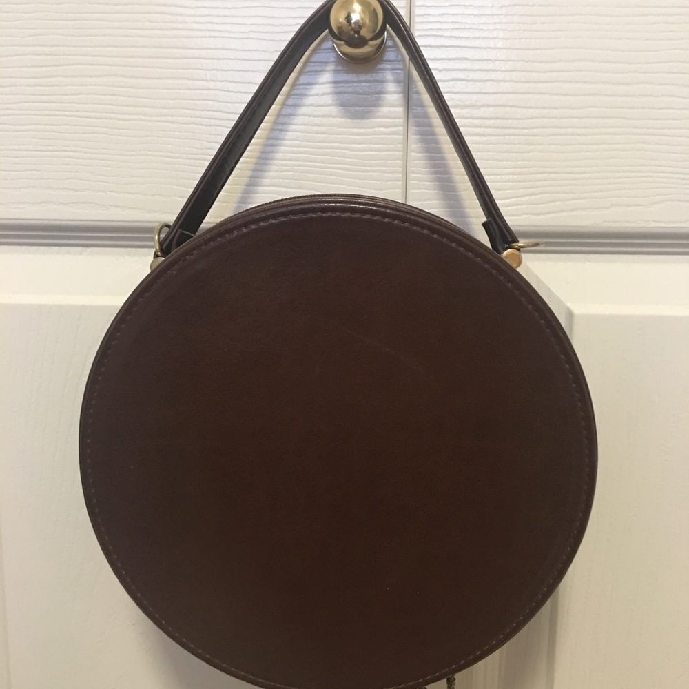 Vintage brown circle shoulder bag purse